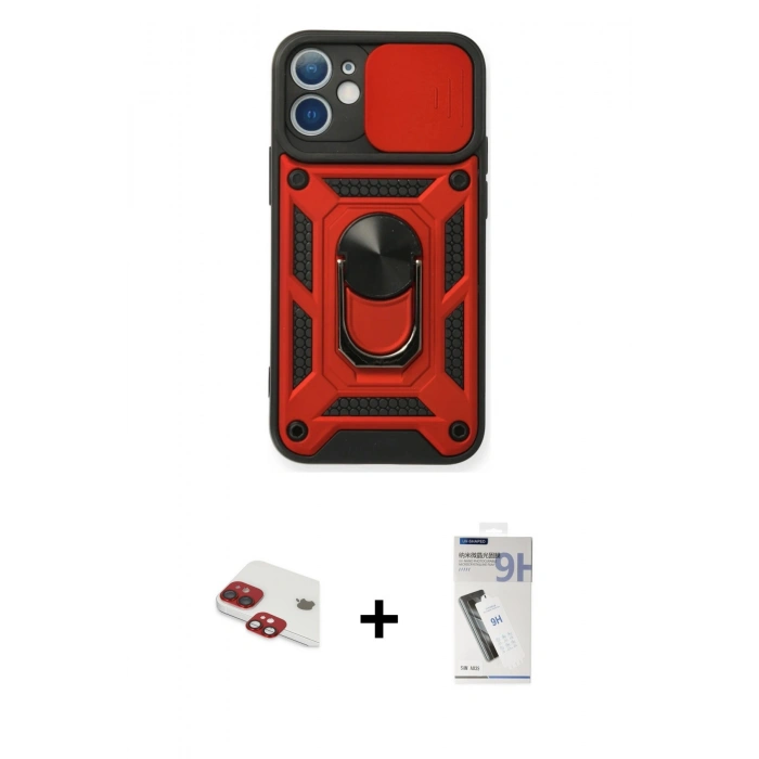 MARSİLYAN™- iPhone 11 Kılıf Ahenk Klasik - Şeffaf Uv Polymer Nano Ekran Koruyucu + Pers Alüminyum Kamera Lens - KI