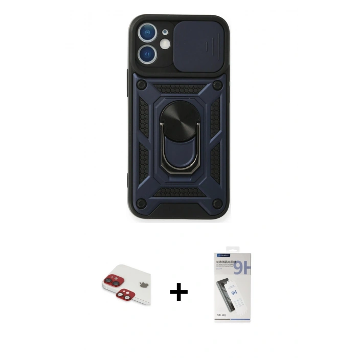 MARSİLYAN™- iPhone 11 Kılıf Ahenk Klasik - Şeffaf Uv Polymer Nano Ekran Koruyucu + Pers Alüminyum Kamera Lens - KI