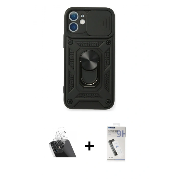 MARSİLYAN™- iPhone 11 Kılıf Ahenk Klasik - Şeffaf Uv Polymer Nano Ekran Koruyucu + Şeffaf Kamera Lens Koruma Cam