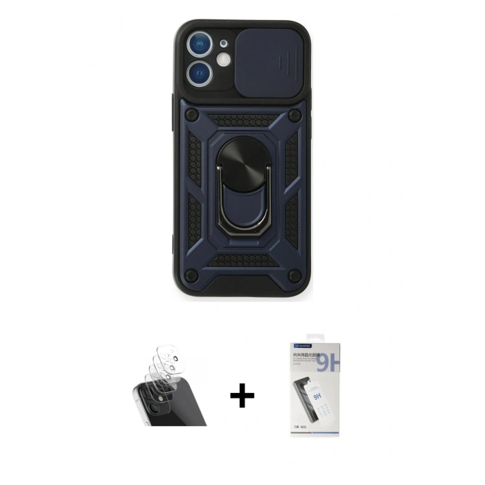 MARSİLYAN™- iPhone 11 Kılıf Ahenk Klasik - Şeffaf Uv Polymer Nano Ekran Koruyucu + Şeffaf Kamera Lens Koruma Cam
