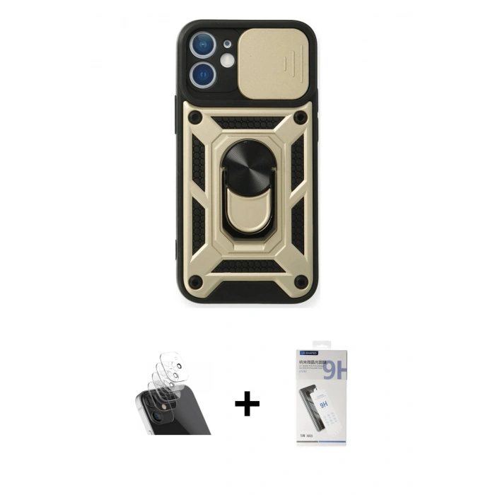 MARSİLYAN™- iPhone 11 Kılıf Ahenk Klasik - Şeffaf Uv Polymer Nano Ekran Koruyucu + Şeffaf Kamera Lens Koruma Cam