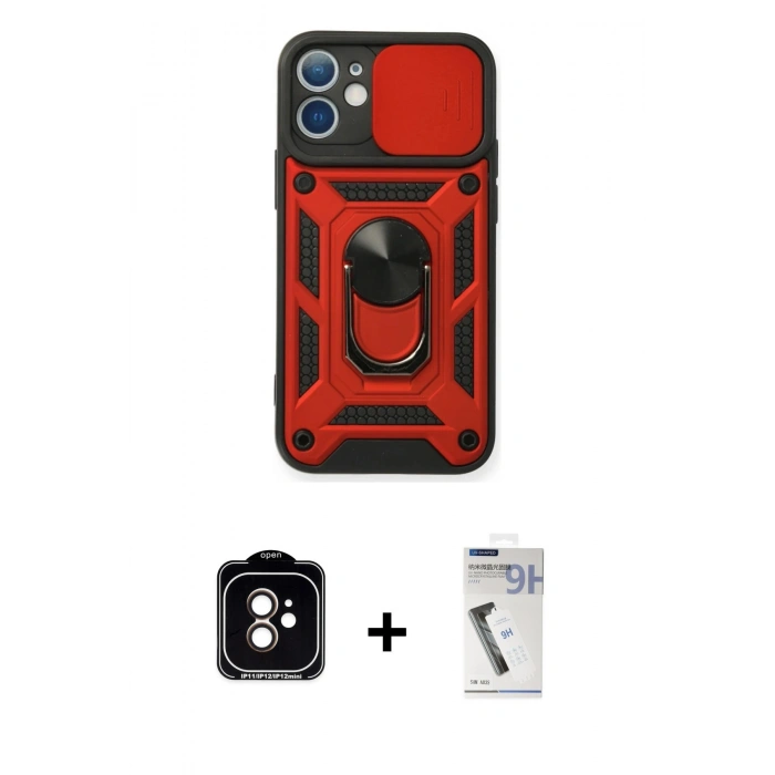 MARSİLYAN™- iPhone 11 Kılıf Ahenk Klasik - Şeffaf Uv Polymer Nano Ekran Koruyucu + PVD Metal Kamera Lens - TU