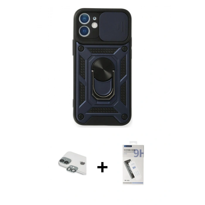 MARSİLYAN™- iPhone 11 Kılıf Ahenk Klasik - Şeffaf Uv Polymer Nano Ekran Koruyucu + Pers Alüminyum Kamera Lens - YL