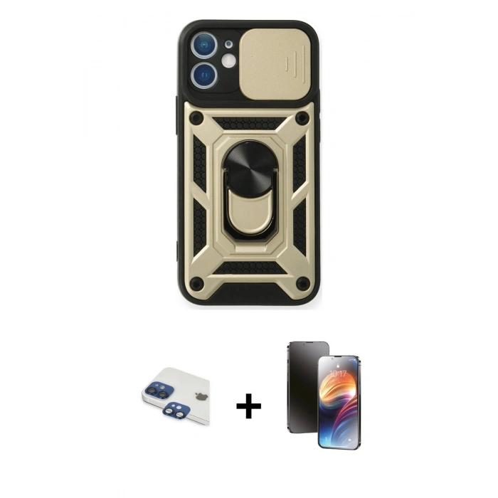 MARSİLYAN™- iPhone 11 Kılıf Ahenk Klasik - Siyah 3D Antistatik Mat Seramik Nano Ekran Koruyucu + Pers Alüminyum Kamera Lens - LT