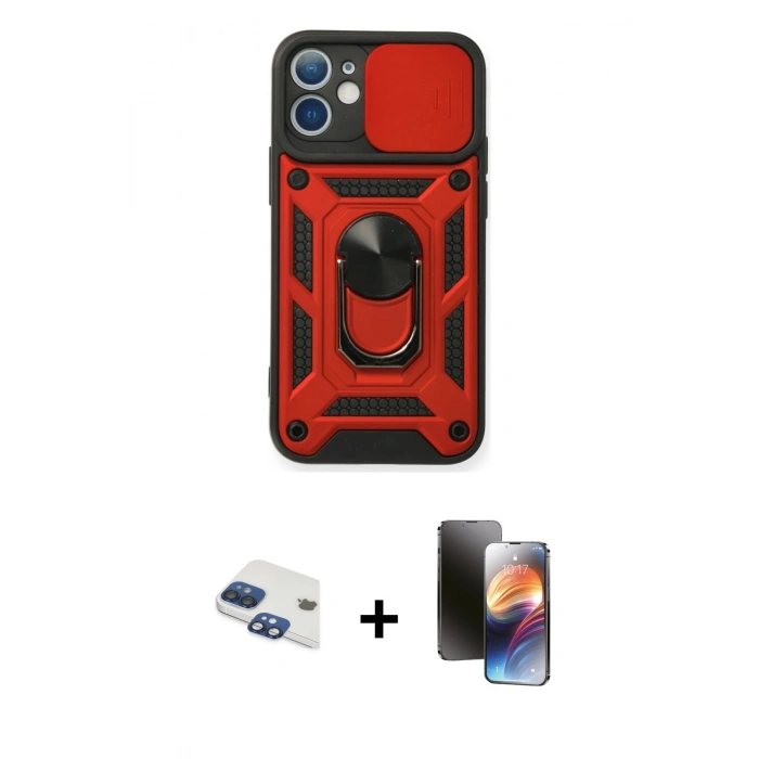 MARSİLYAN™- iPhone 11 Kılıf Ahenk Klasik - Siyah 3D Antistatik Mat Seramik Nano Ekran Koruyucu + Pers Alüminyum Kamera Lens - LT