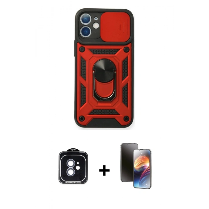 MARSİLYAN™- iPhone 11 Kılıf Ahenk Klasik - Siyah 3D Antistatik Mat Seramik Nano Ekran Koruyucu + PVD Metal Kamera Lens - MI