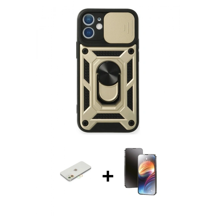 MARSİLYAN™- iPhone 11 Kılıf Ahenk Klasik - Siyah 3D Antistatik Mat Seramik Nano Ekran Koruyucu + Renkli Kamera Lens Koruma Cam - TU