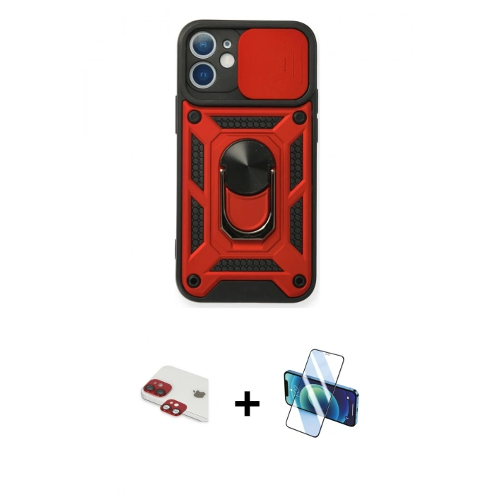 MARSİLYAN™- iPhone 11 Kılıf Ahenk Klasik - Siyah 3D Antistatik Seramik Nano Ekran Koruyucu + Pers Alüminyum Kamera Lens - KI
