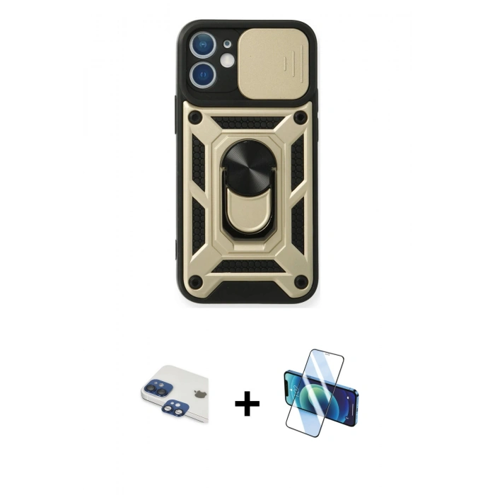 MARSİLYAN™- iPhone 11 Kılıf Ahenk Klasik - Siyah 3D Antistatik Seramik Nano Ekran Koruyucu + Pers Alüminyum Kamera Lens - LT