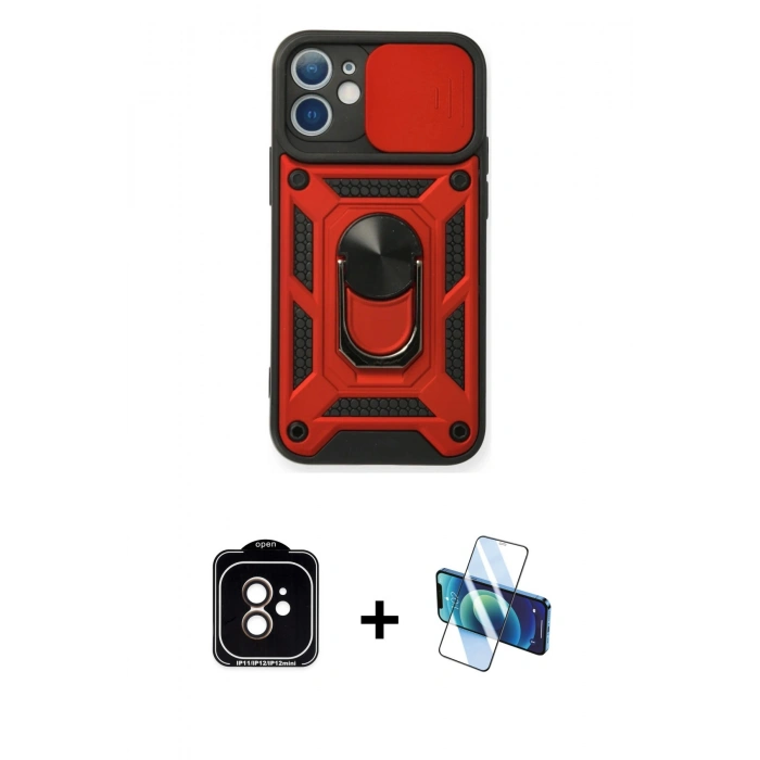 MARSİLYAN™- iPhone 11 Kılıf Ahenk Klasik - Siyah 3D Antistatik Seramik Nano Ekran Koruyucu + PVD Metal Kamera Lens - TU