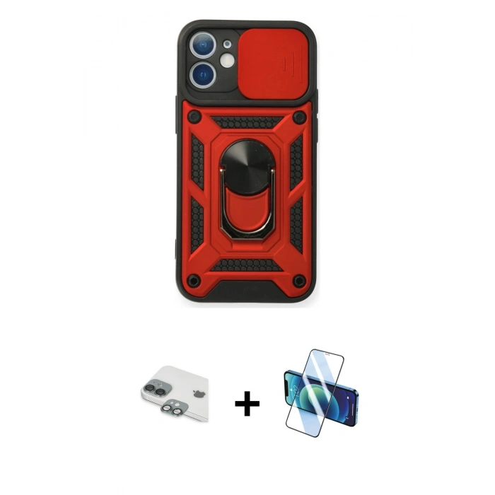 MARSİLYAN™- iPhone 11 Kılıf Ahenk Klasik - Siyah 3D Antistatik Seramik Nano Ekran Koruyucu + Pers Alüminyum Kamera Lens - YL
