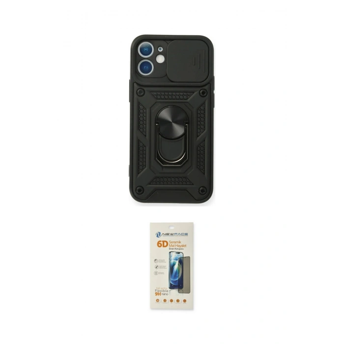 MARSİLYAN™- iPhone 11 Kılıf Ahenk Klasik - Siyah 6D Mat Seramik Hayalet Nano Ekran Koruyucu