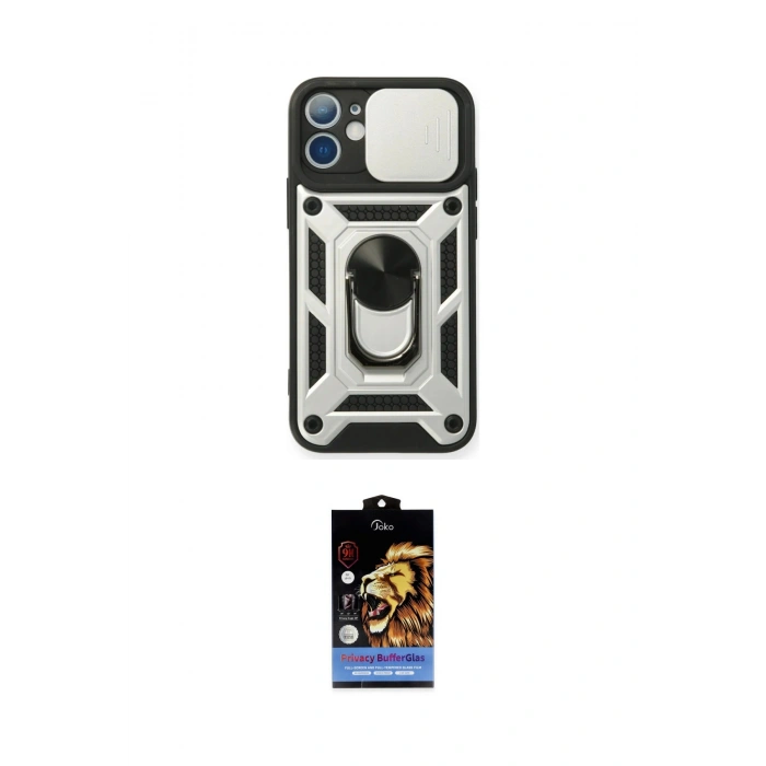 MARSİLYAN™- iPhone 11 Kılıf Ahenk Klasik - Siyah Buffer Hayalet Cam Ekran Koruyucu