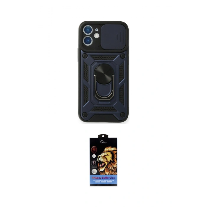 MARSİLYAN™- iPhone 11 Kılıf Ahenk Klasik - Siyah Buffer Hayalet Cam Ekran Koruyucu