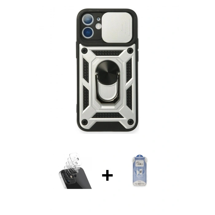 MARSİLYAN™- iPhone 11 Kılıf Ahenk Klasik - Siyah Joko Magic 5D Cam + Kamera Lens Koruma Cam - SF