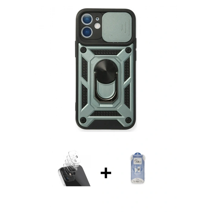 MARSİLYAN™- iPhone 11 Kılıf Ahenk Klasik - Siyah Joko Magic 5D Cam + Kamera Lens Koruma Cam - SF