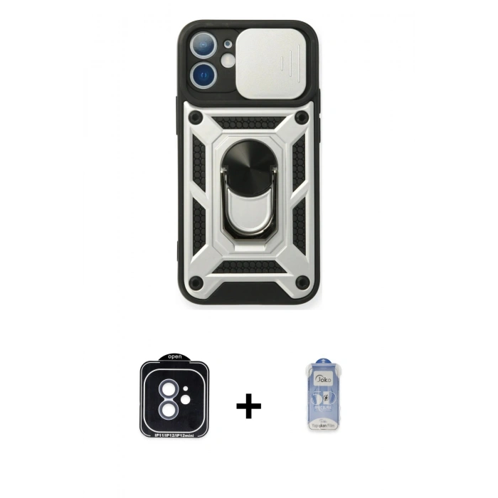 MARSİLYAN™- iPhone 11 Kılıf Ahenk Klasik - Siyah Joko Magic 5D Cam + PVD Metal Kamera Lens - MI