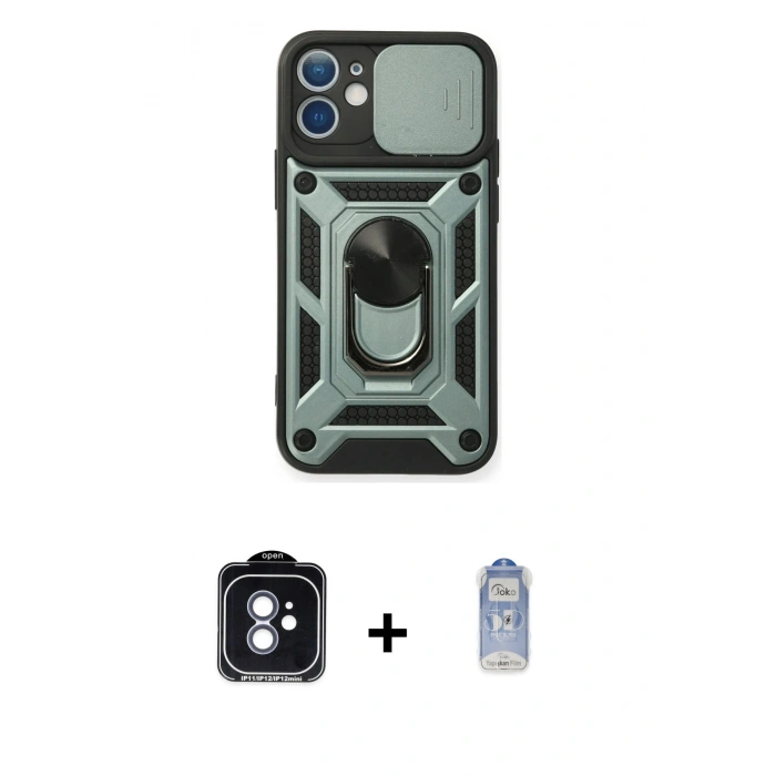 MARSİLYAN™- iPhone 11 Kılıf Ahenk Klasik - Siyah Joko Magic 5D Cam + PVD Metal Kamera Lens - MI