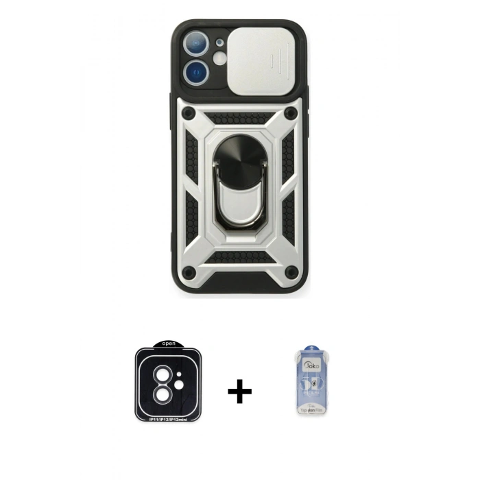 MARSİLYAN™- iPhone 11 Kılıf Ahenk Klasik - Siyah Joko Magic 5D Cam + PVD Metal Kamera Lens - SH