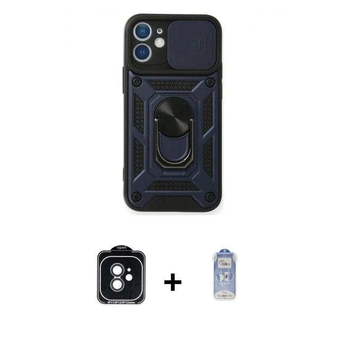 MARSİLYAN™- iPhone 11 Kılıf Ahenk Klasik - Siyah Joko Magic 5D Cam + PVD Metal Kamera Lens - SH