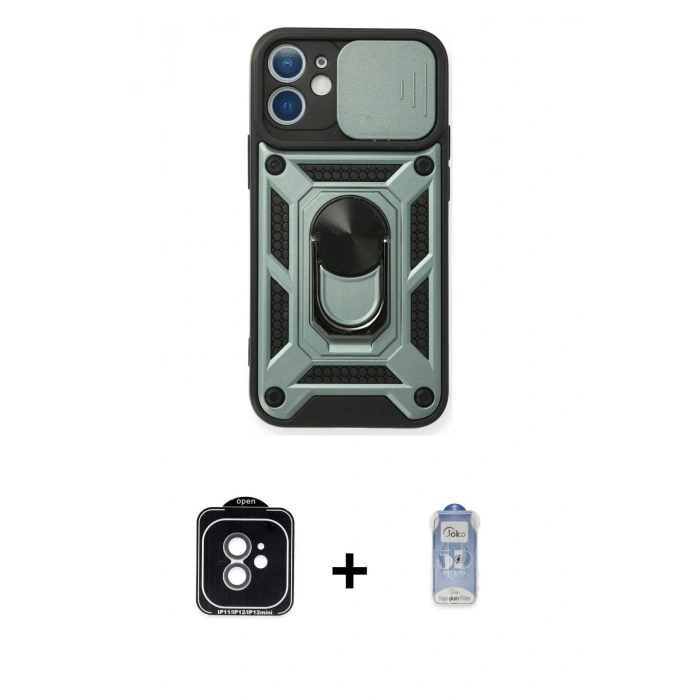 MARSİLYAN™- iPhone 11 Kılıf Ahenk Klasik - Siyah Joko Magic 5D Cam + PVD Metal Kamera Lens - YL