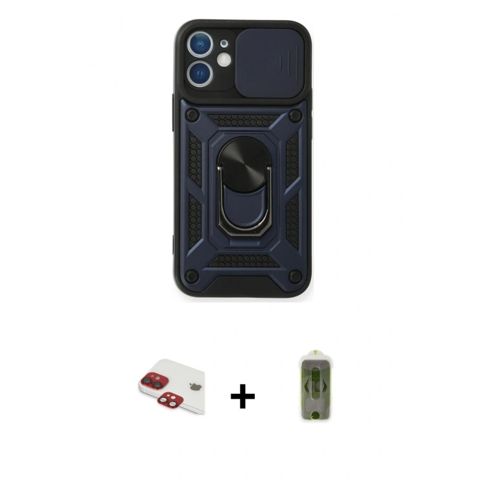 MARSİLYAN™- iPhone 11 Kılıf Ahenk Klasik - Siyah Joko Magic 5D Hayalet Cam + Pers Alüminyum Kamera Lens - KI