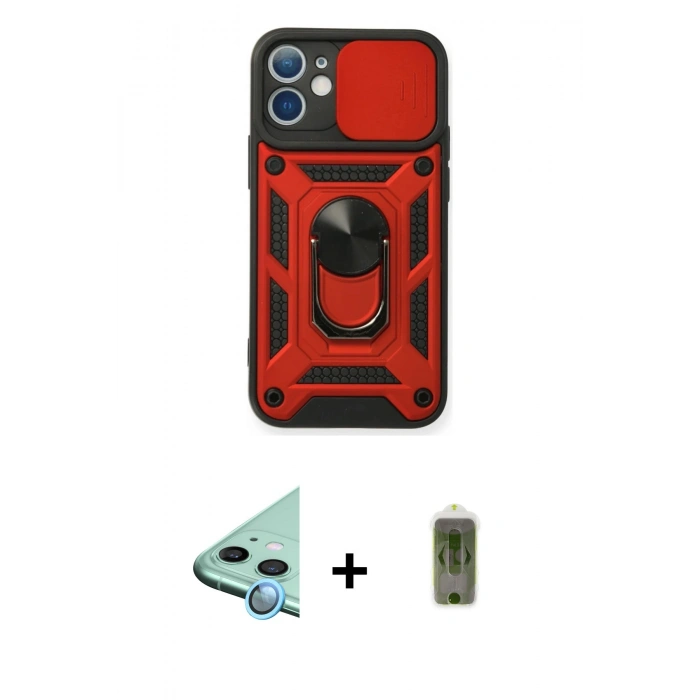 MARSİLYAN™- iPhone 11 Kılıf Ahenk Klasik - Siyah Joko Magic 5D Hayalet Cam + Raze Metal Kamera Lens - MI
