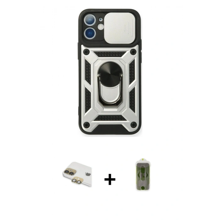 MARSİLYAN™- iPhone 11 Kılıf Ahenk Klasik - Siyah Joko Magic 5D Hayalet Cam + Pers Alüminyum Kamera Lens - GD