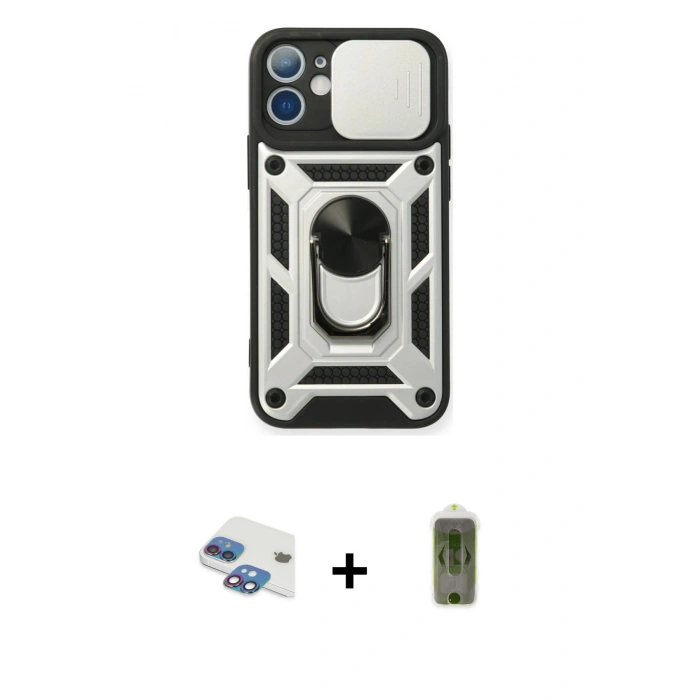 MARSİLYAN™- iPhone 11 Kılıf Ahenk Klasik - Siyah Joko Magic 5D Hayalet Cam + Pers Alüminyum Kamera Lens - GI