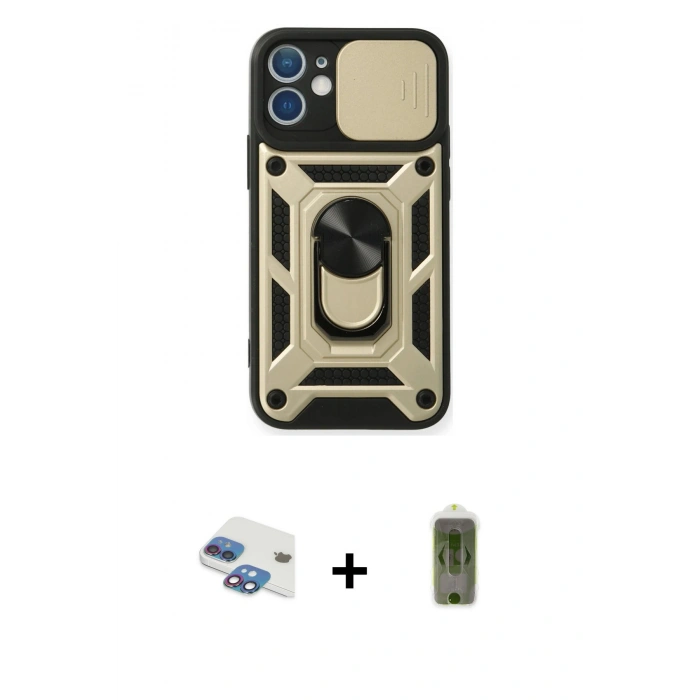 MARSİLYAN™- iPhone 11 Kılıf Ahenk Klasik - Siyah Joko Magic 5D Hayalet Cam + Pers Alüminyum Kamera Lens - GI