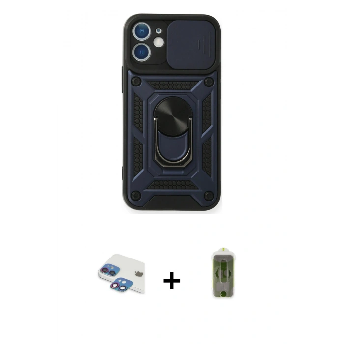 MARSİLYAN™- iPhone 11 Kılıf Ahenk Klasik - Siyah Joko Magic 5D Hayalet Cam + Pers Alüminyum Kamera Lens - GI