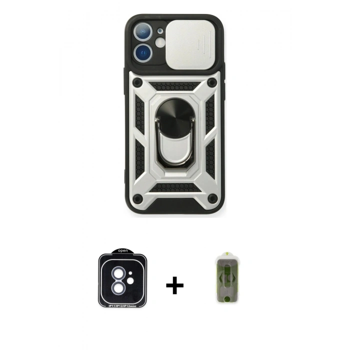 MARSİLYAN™- iPhone 11 Kılıf Ahenk Klasik - Siyah Joko Magic 5D Hayalet Cam + PVD Metal Kamera Lens - MI