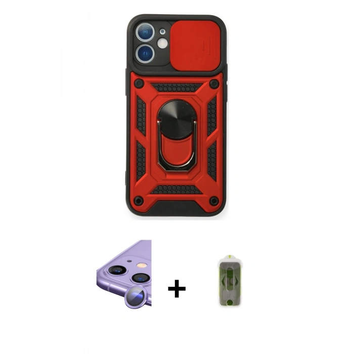 MARSİLYAN™- iPhone 11 Kılıf Ahenk Klasik - Siyah Joko Magic 5D Hayalet Cam + Raze Metal Kamera Lens - MR