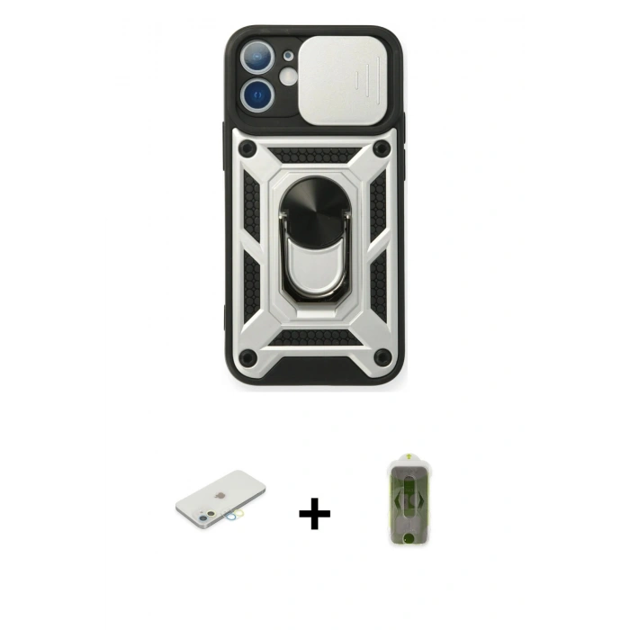 MARSİLYAN™- iPhone 11 Kılıf Ahenk Klasik - Siyah Joko Magic 5D Hayalet Cam + Renkli Kamera Lens Koruma Cam - SI