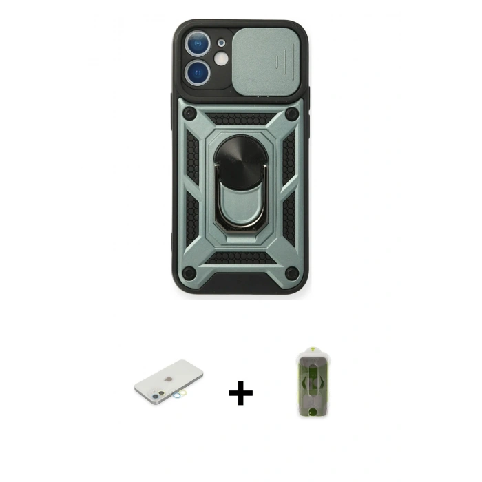 MARSİLYAN™- iPhone 11 Kılıf Ahenk Klasik - Siyah Joko Magic 5D Hayalet Cam + Renkli Kamera Lens Koruma Cam - SI