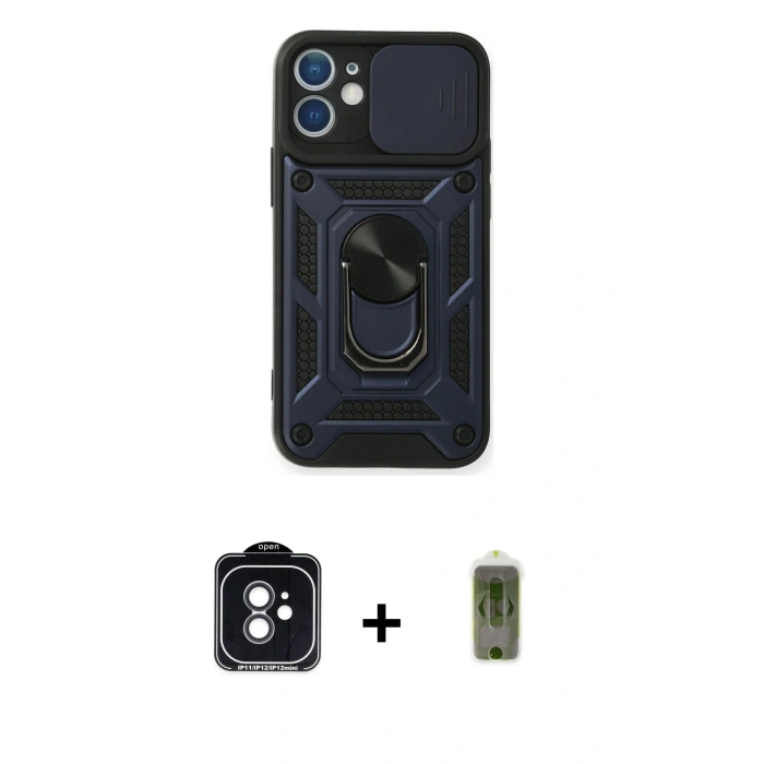 MARSİLYAN™- iPhone 11 Kılıf Ahenk Klasik - Siyah Joko Magic 5D Hayalet Cam + PVD Metal Kamera Lens - SH