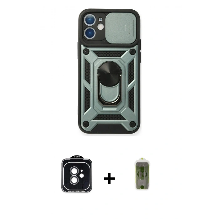 MARSİLYAN™- iPhone 11 Kılıf Ahenk Klasik - Siyah Joko Magic 5D Hayalet Cam + PVD Metal Kamera Lens - SH