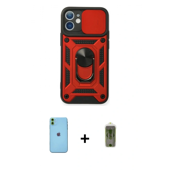 MARSİLYAN™- iPhone 11 Kılıf Ahenk Klasik - Siyah Joko Magic 5D Hayalet Cam + Neon Fosforlu Kamera Lens - YL