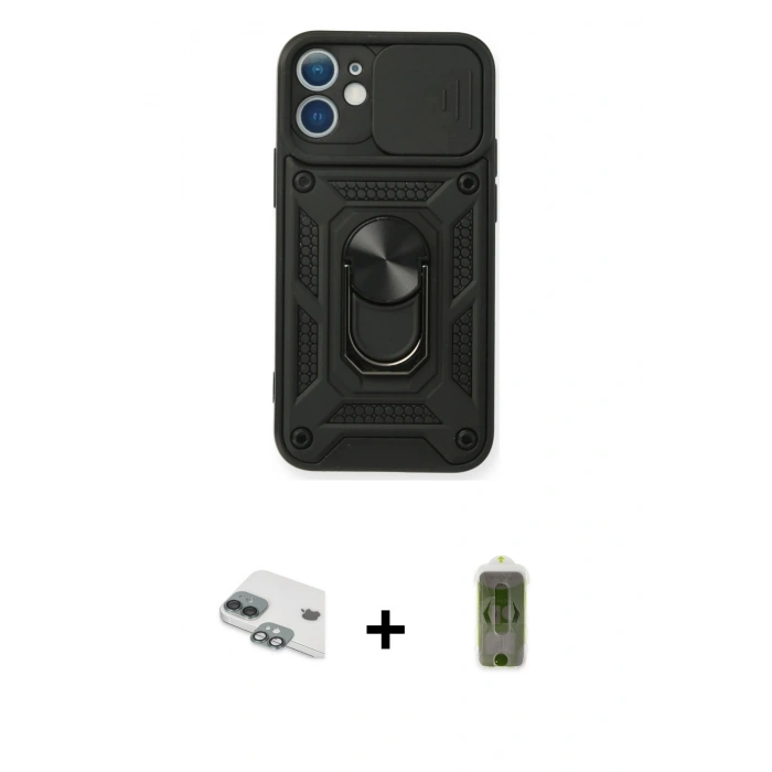 MARSİLYAN™- iPhone 11 Kılıf Ahenk Klasik - Siyah Joko Magic 5D Hayalet Cam + Pers Alüminyum Kamera Lens - YL