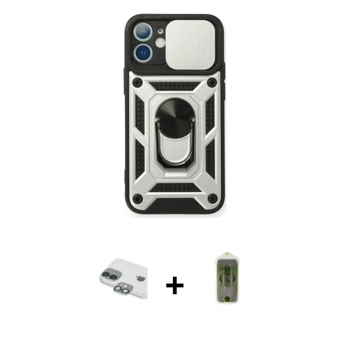 MARSİLYAN™- iPhone 11 Kılıf Ahenk Klasik - Siyah Joko Magic 5D Hayalet Cam + Pers Alüminyum Kamera Lens - YL
