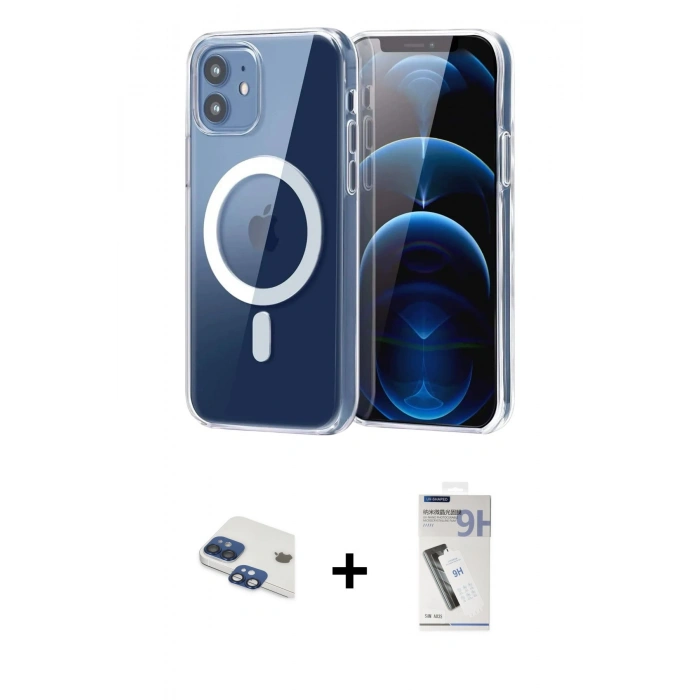 MARSİLYAN™- iPhone 11 Kılıf Ahenk Minimal Serisi - Şeffaf Uv Polymer Nano Ekran Koruyucu + Pers Alüminyum Kamera Lens - LT