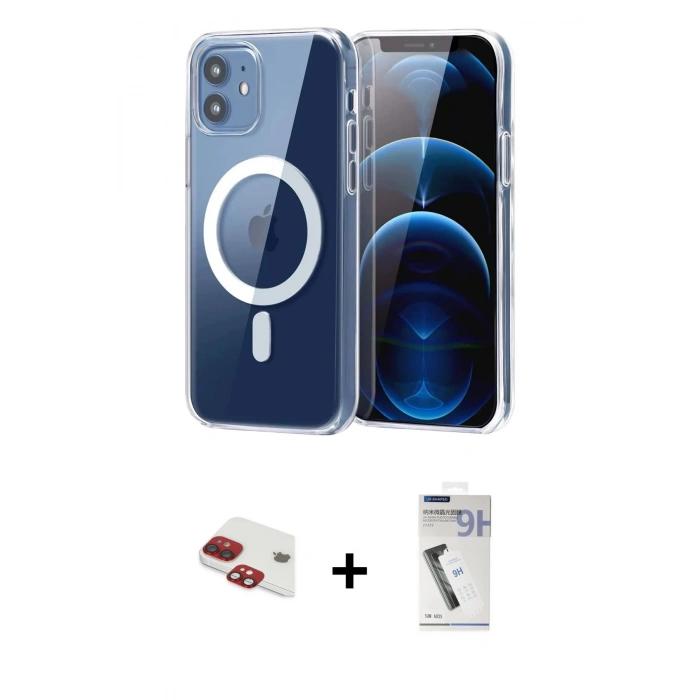MARSİLYAN™- iPhone 11 Kılıf Ahenk Minimal Serisi - Şeffaf Uv Polymer Nano Ekran Koruyucu + Pers Alüminyum Kamera Lens - KI