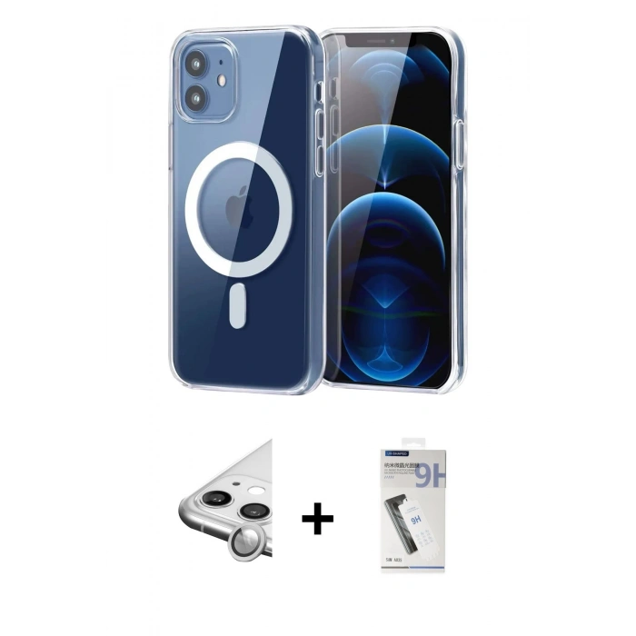 MARSİLYAN™- iPhone 11 Kılıf Ahenk Minimal Serisi - Şeffaf Uv Polymer Nano Ekran Koruyucu + Raze Metal Kamera Lens - GS