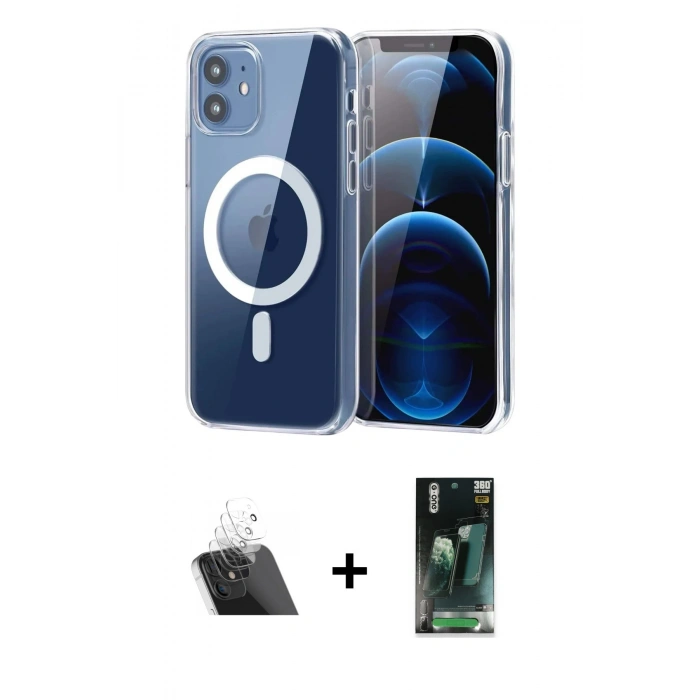 MARSİLYAN™- iPhone 11 Kılıf Ahenk Minimal Serisi - Siyah 360 Mat Full Body Arka Koruyucu + Kamera Lens Koruma Cam - SF