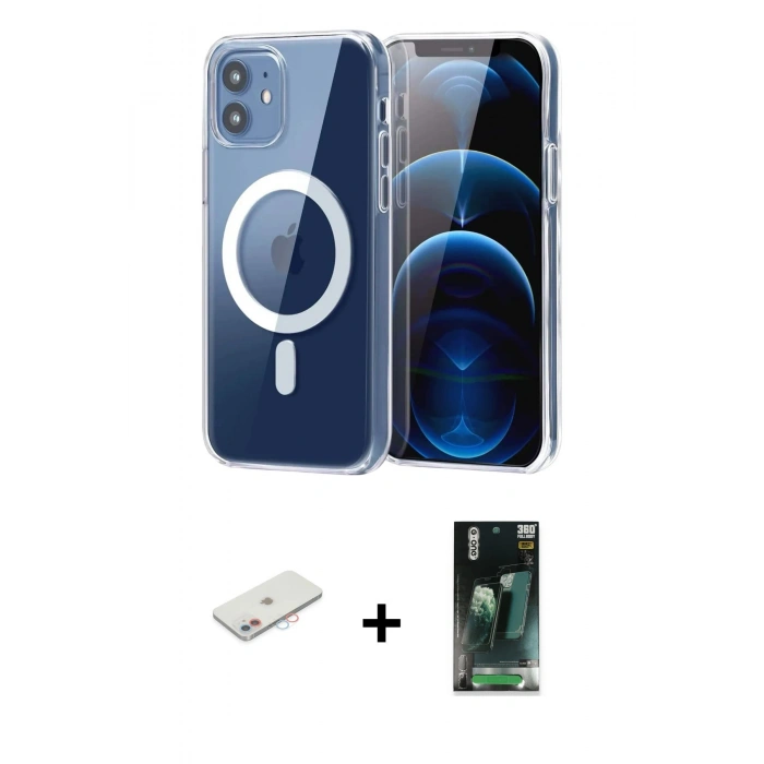 MARSİLYAN™- iPhone 11 Kılıf Ahenk Minimal Serisi - Siyah 360 Mat Full Body Arka Koruyucu + Renkli Kamera Lens Koruma Cam - PE