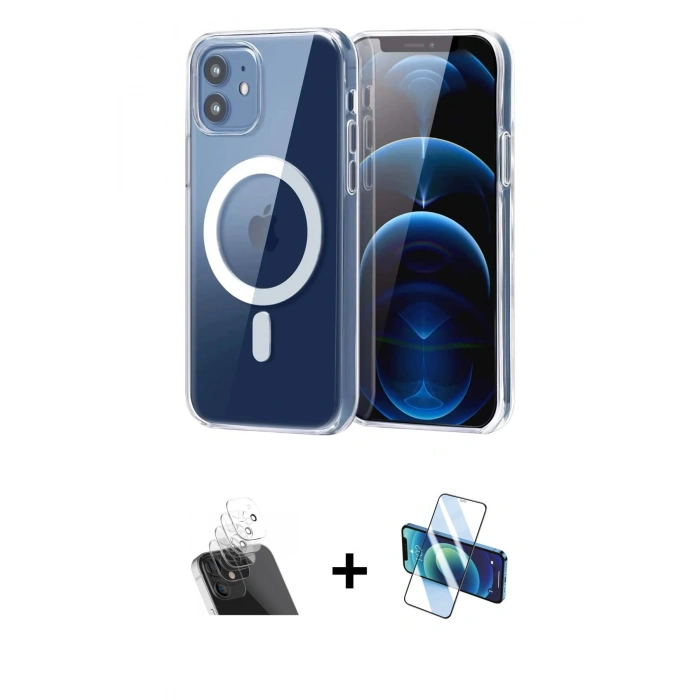 MARSİLYAN™- iPhone 11 Kılıf Ahenk Minimal Serisi - Siyah 3D Antistatik Cam Ekran Koruyucu + Kamera Lens Koruma Cam - SF