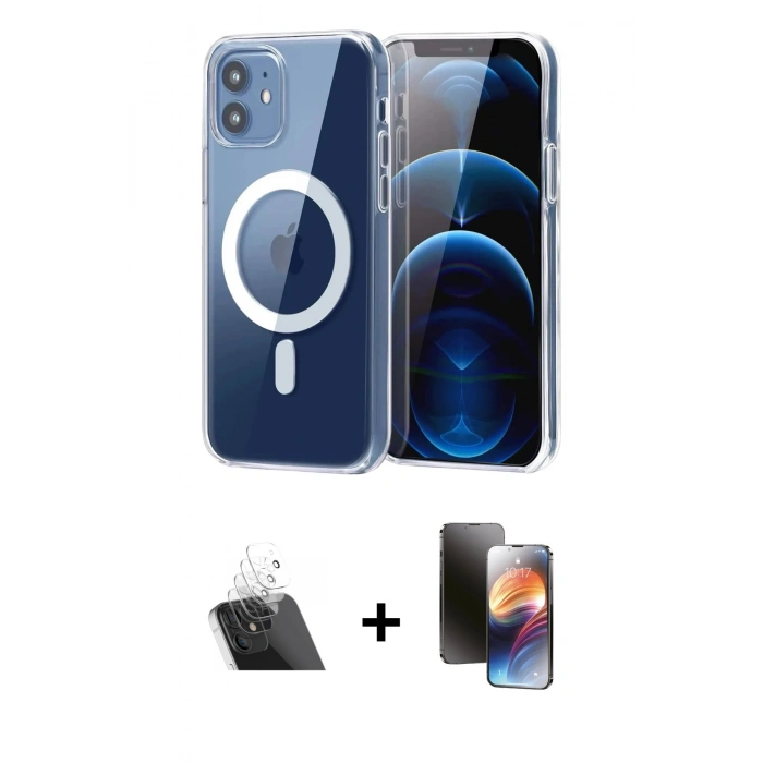 MARSİLYAN™- iPhone 11 Kılıf Ahenk Minimal Serisi - Siyah 3D Antistatik Mat Seramik Nano Ekran Koruyucu + Kamera Lens Koruma Cam - SF