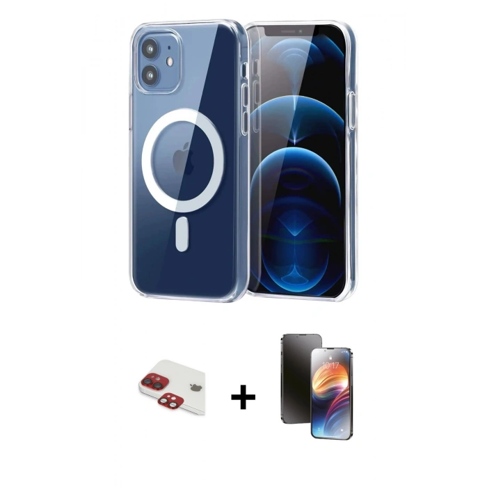MARSİLYAN™- iPhone 11 Kılıf Ahenk Minimal Serisi - Siyah 3D Antistatik Mat Seramik Nano Ekran Koruyucu + Pers Alüminyum Kamera Lens - KI