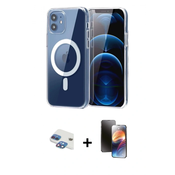 MARSİLYAN™- iPhone 11 Kılıf Ahenk Minimal Serisi - Siyah 3D Antistatik Mat Seramik Nano Ekran Koruyucu + Pers Alüminyum Kamera Lens - GI