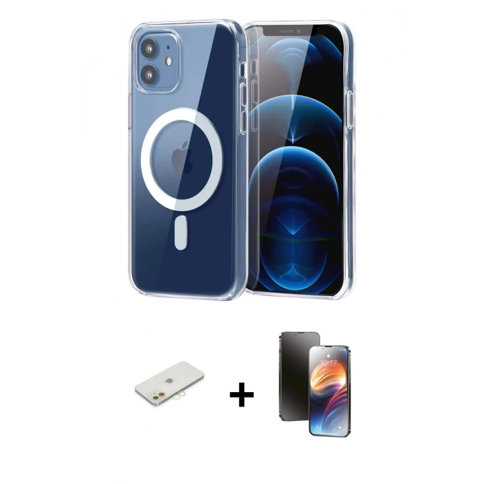 MARSİLYAN™- iPhone 11 Kılıf Ahenk Minimal Serisi - Siyah 3D Antistatik Mat Seramik Nano Ekran Koruyucu + Renkli Kamera Lens Koruma Cam - TU